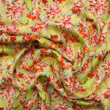 Red/Green Floral Silk Cloqué