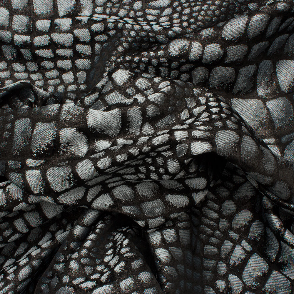 Grey/Black 'Mock Croc' Brocade