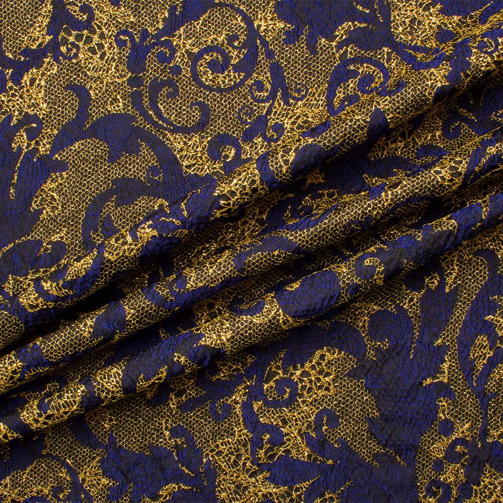 Blue/Gold Metallic Brocade