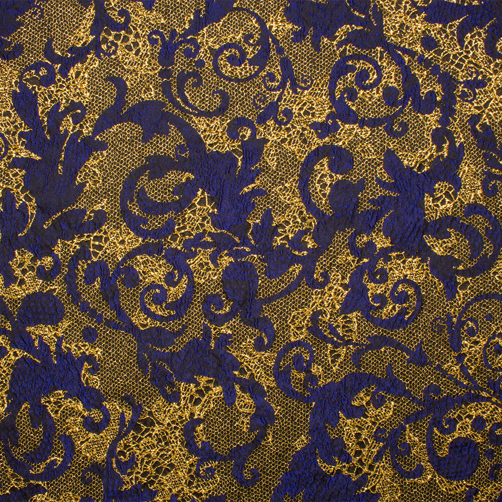 Blue/Gold Metallic Brocade