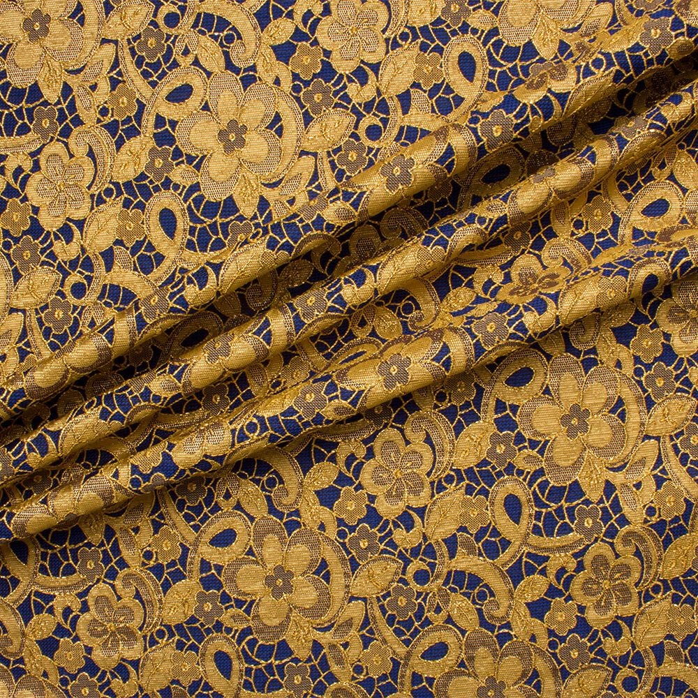 Royal Blue/Gold Metallic Cloqué