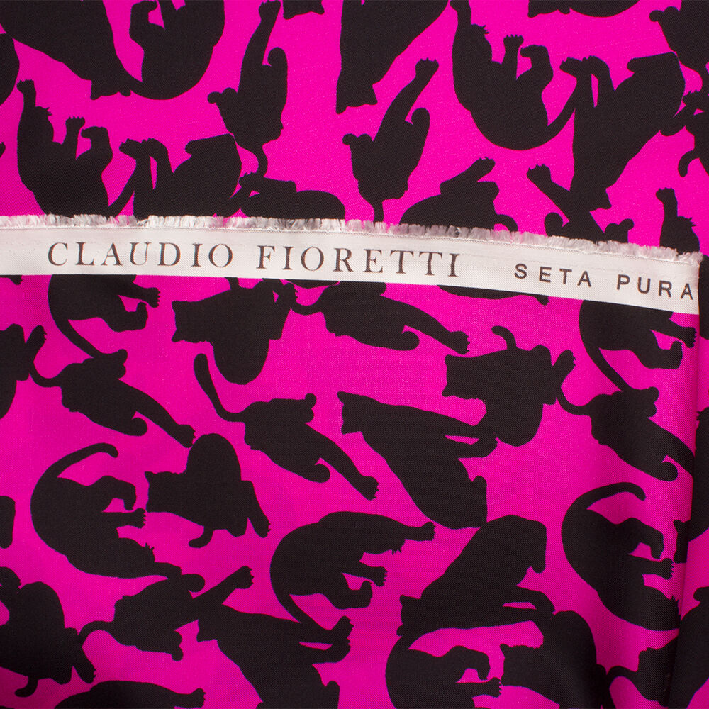 Silhouette Fuchsia Printed Silk Twill