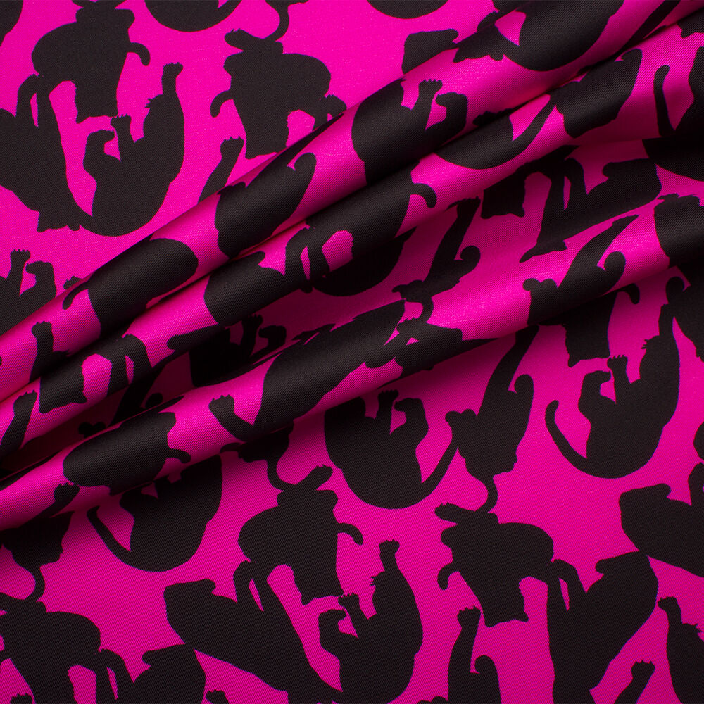 Silhouette Fuchsia Printed Silk Twill