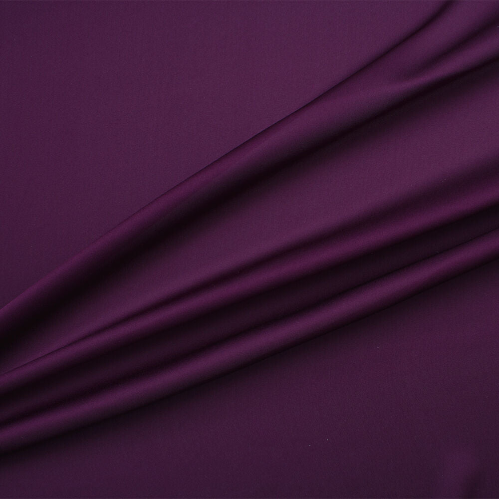 Plum Purple Silk Satinised Chiffon