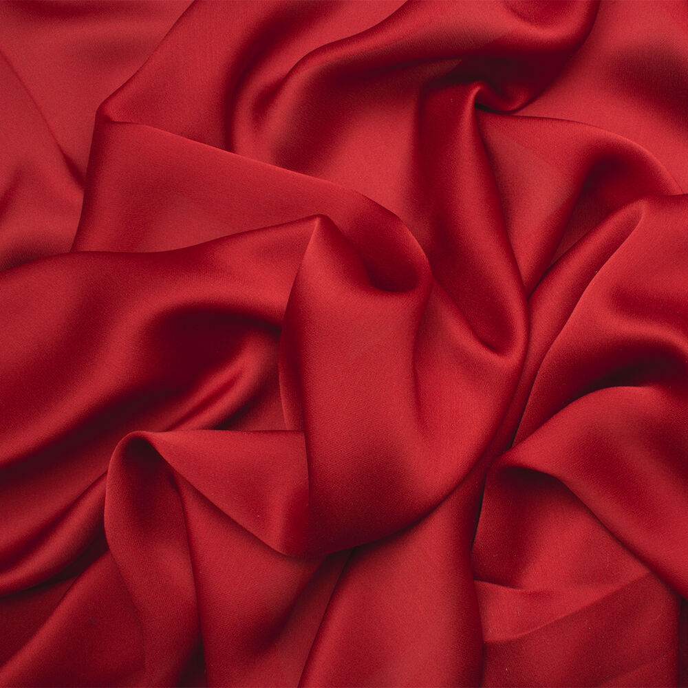 Brick Red Silk Satinised Chiffon