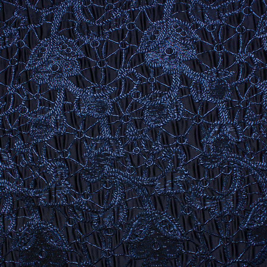 Midnight Blue Rope Metallic Cloqué