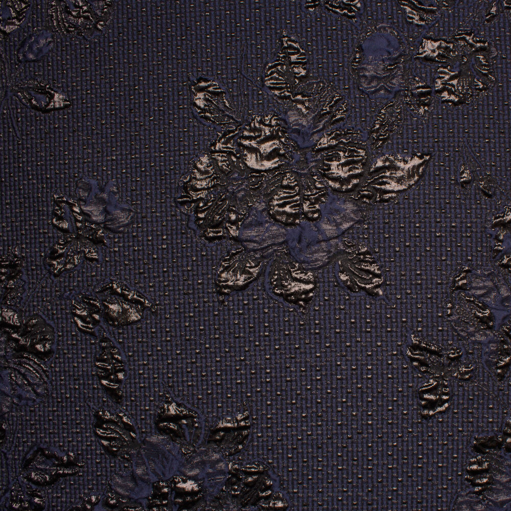 Midnight Blue/Black Metallic Floral Cloqué (A 1.80m Piece)