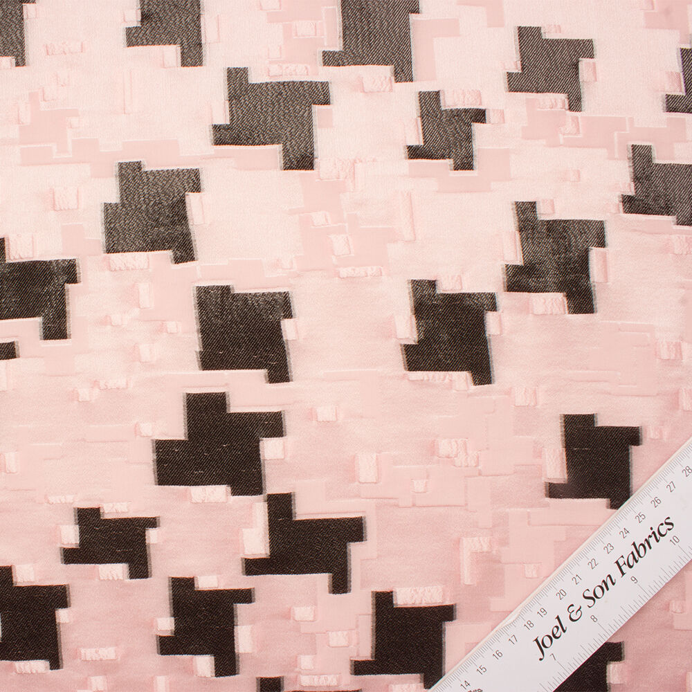 Pastel Pink & Black Silk Jacquard Lamé