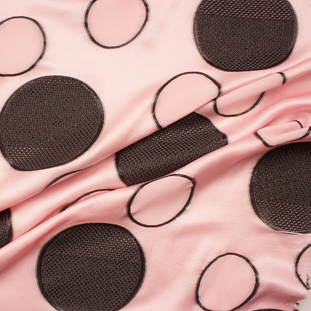 Pastel Pink & Black Silk 'Circle' Jacquard Lamé