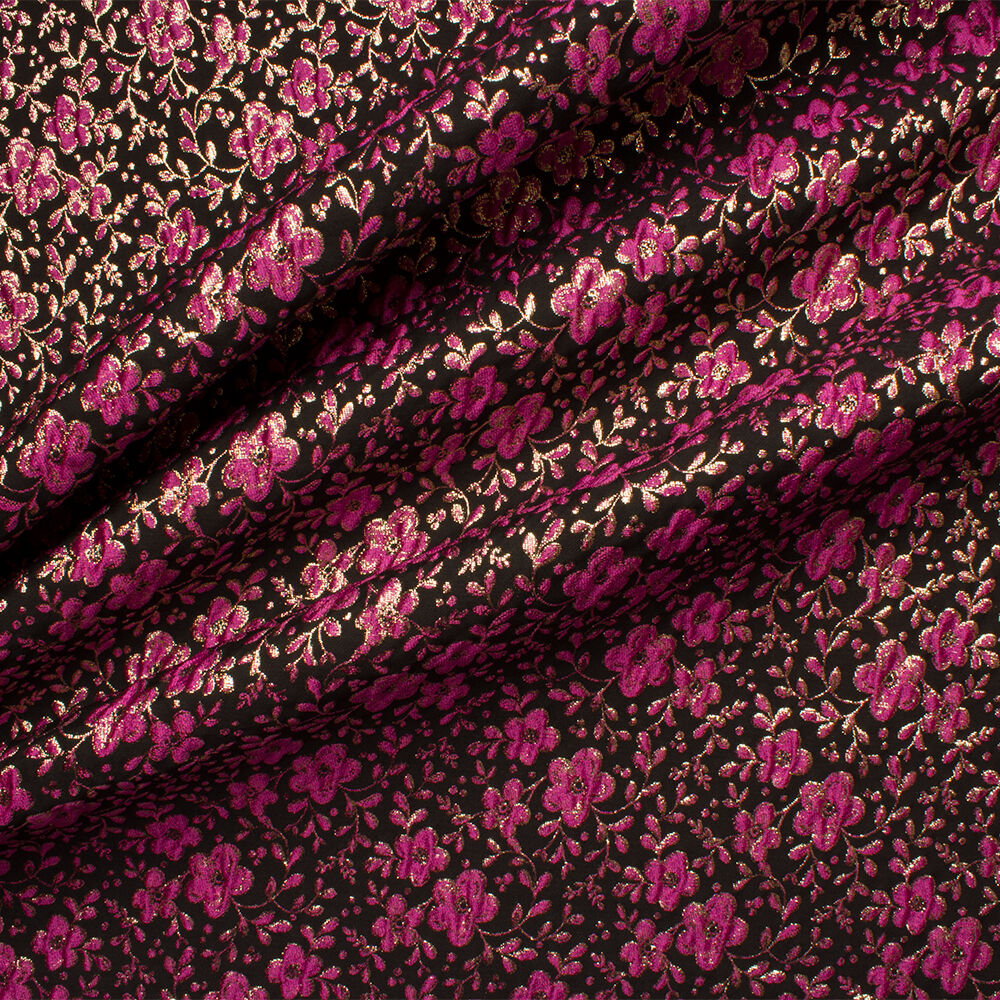 Metallic Pink Floral/Black Cloqué