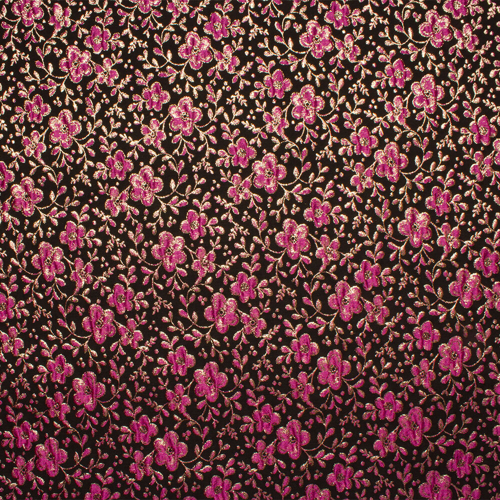 Metallic Pink Floral/Black Cloqué