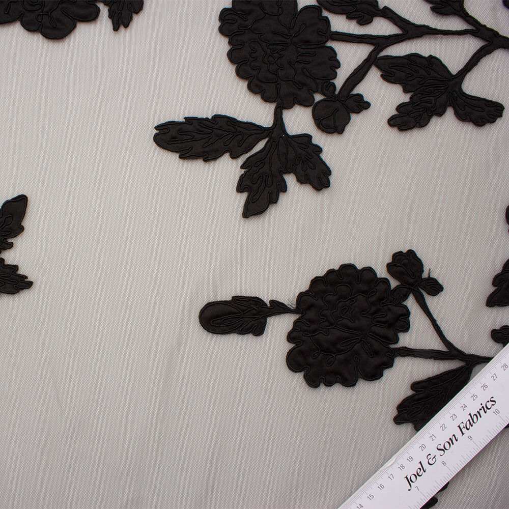 Black Floral Embroidered Tulle