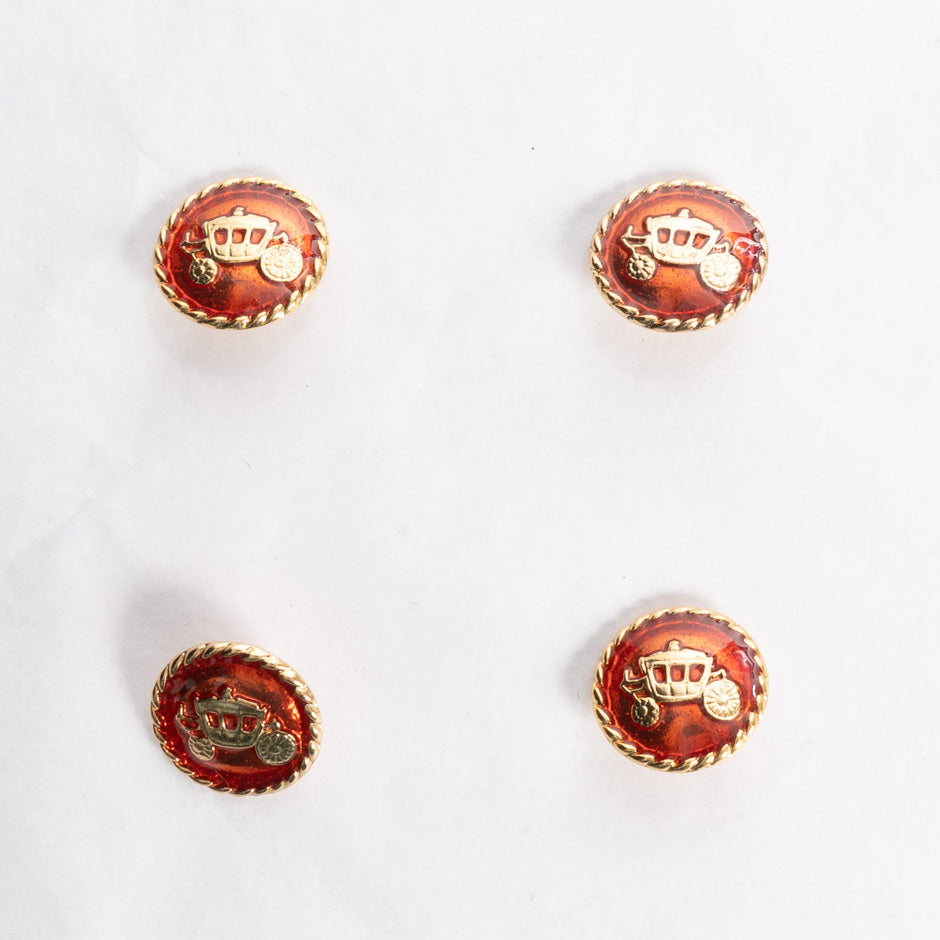 Red & Gold Toned 'Carriage' Button