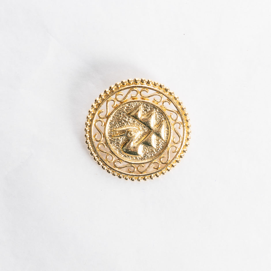 Large Gold Toned Patterned Button