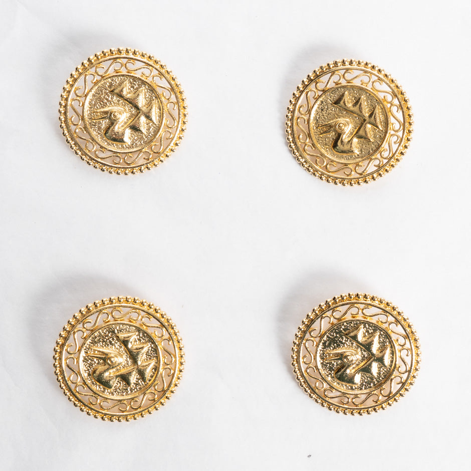 Large Gold Toned Patterned Button