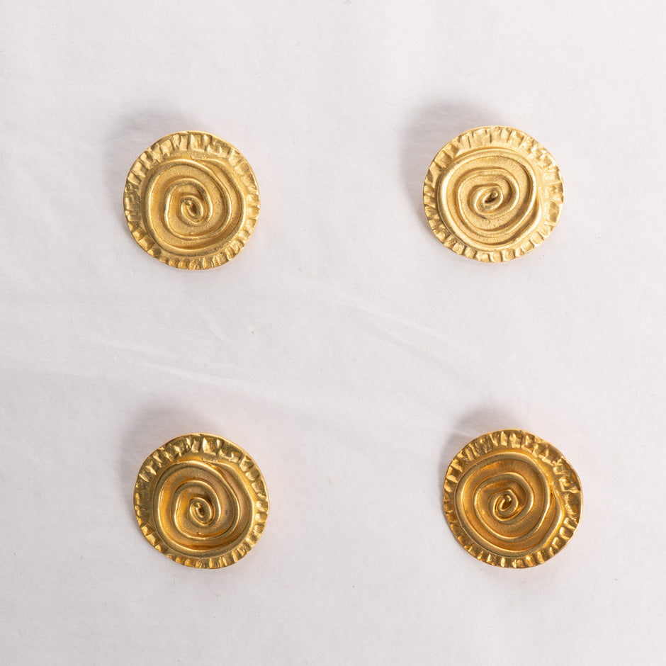 Large Gold Toned Swirl Button