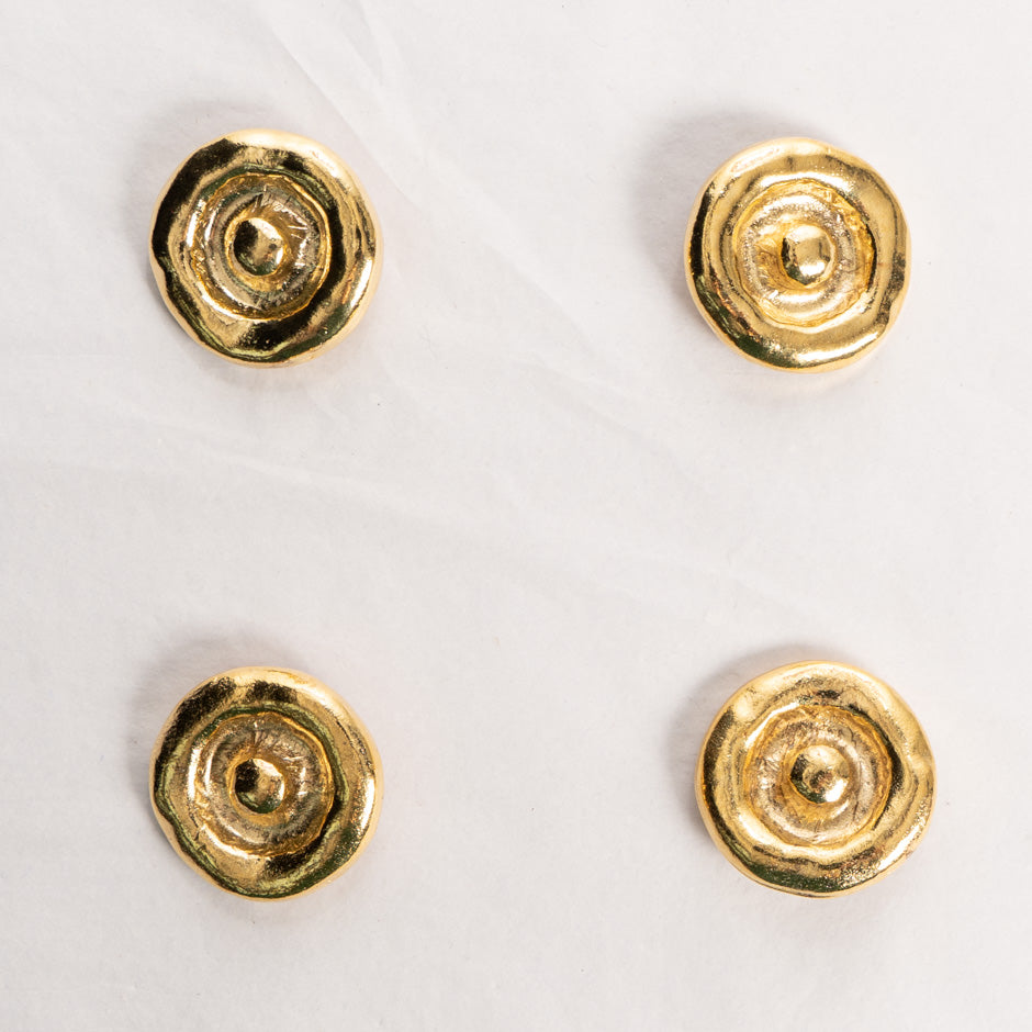 Round Gold Toned Groove Button