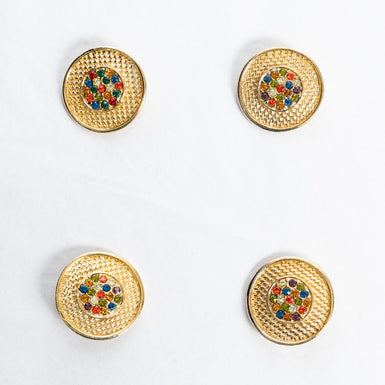 Large Round Multi-Coloured Centred Gold Button