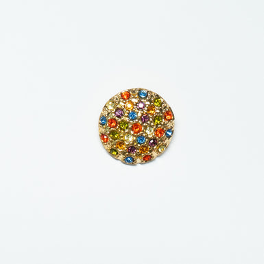 Round Multi Diamanté Gold Toned Button