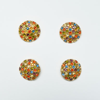 Round Multi Diamanté Gold Toned Button