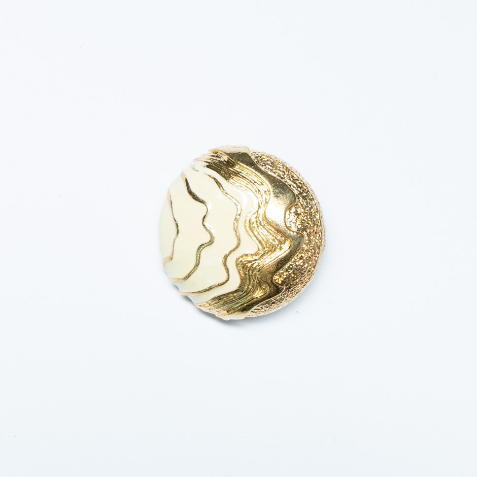 Large Ivory 'Wave' Gold Toned Button