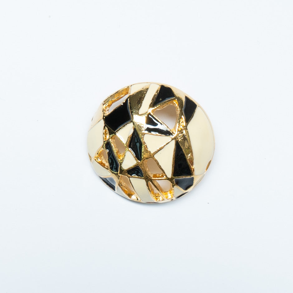 Black & Ivory Abstract Enamel Button