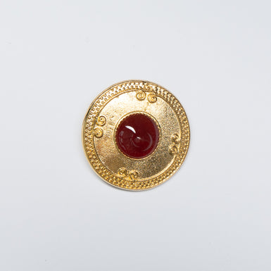 Large Round Red Centred Gold Button