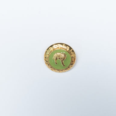 Medium Gold 'Tiger' Green Enamel Button