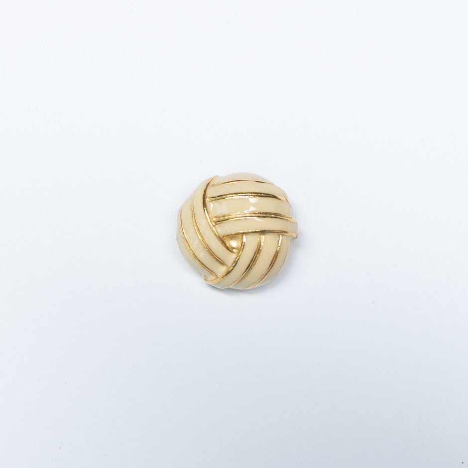 Cream Enamel Gold 'Knotted' Button