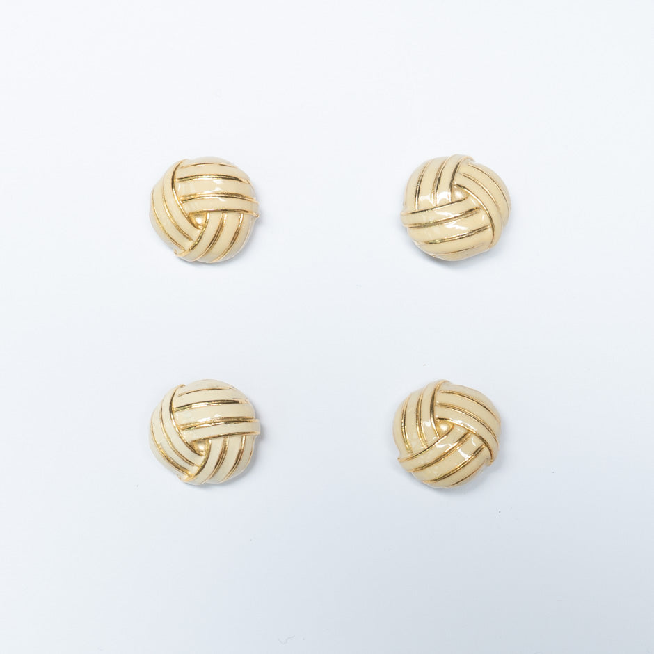 Cream Enamel Gold 'Knotted' Button