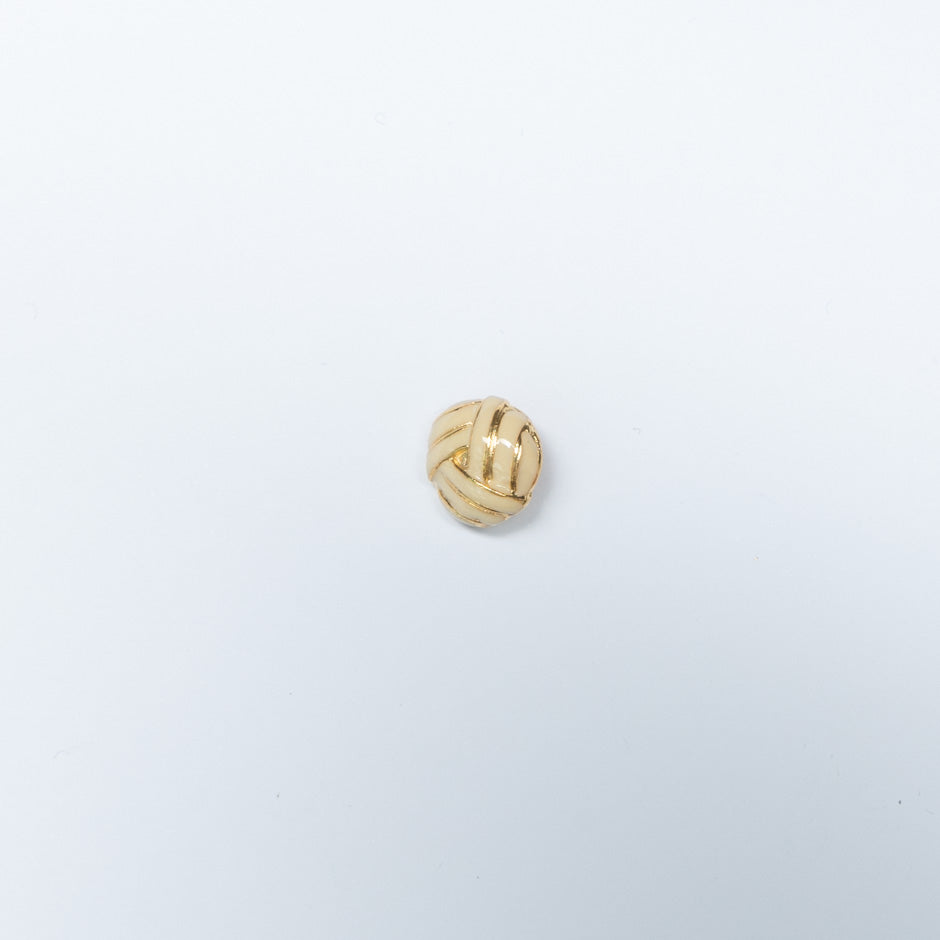 Small Cream Enamel Gold 'Knotted' Button