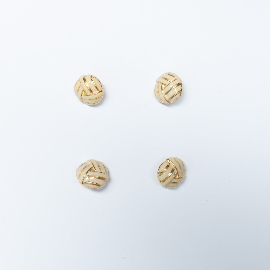 Small Cream Enamel Gold 'Knotted' Button