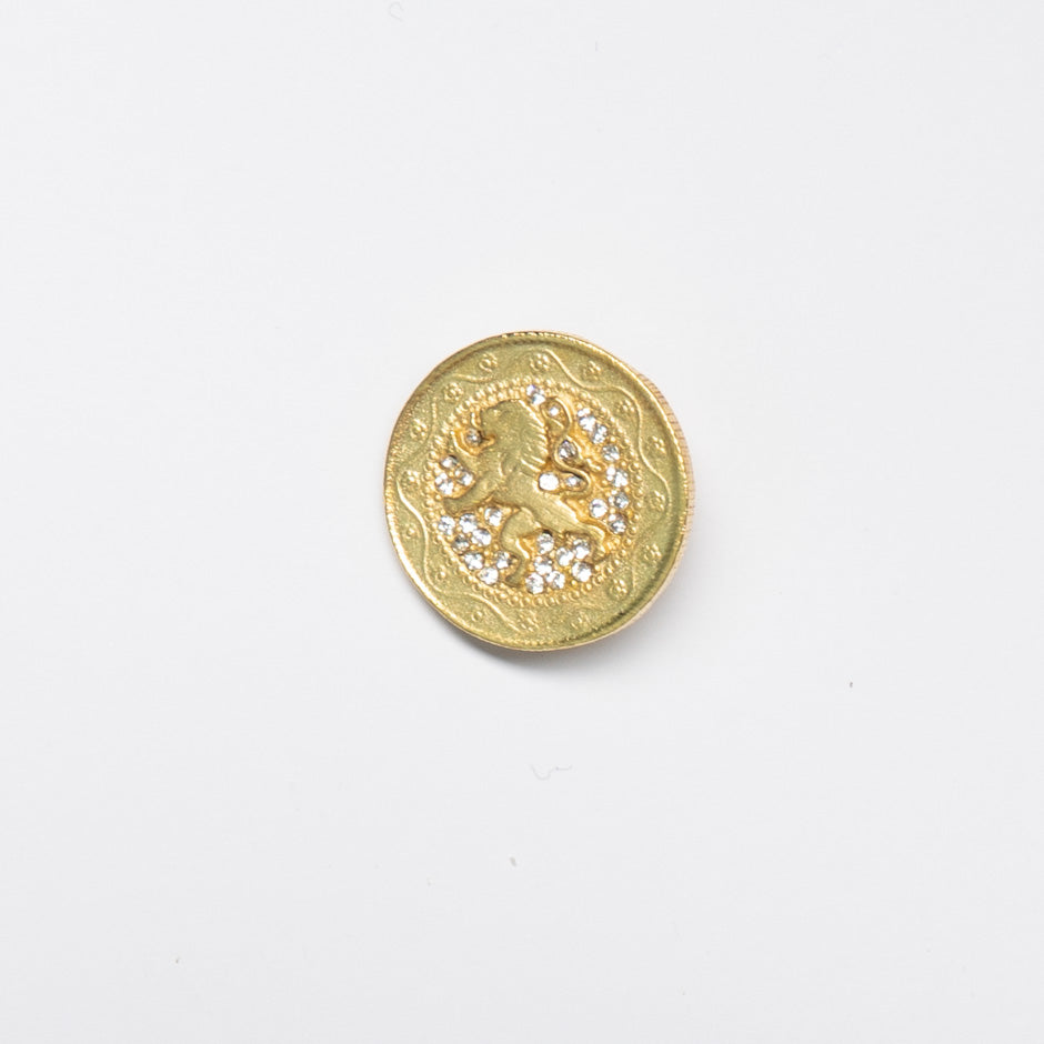 Diamanté & Gold Lion Centred Button