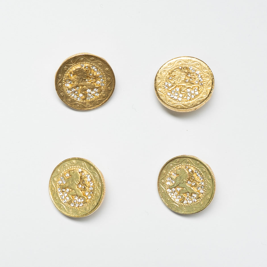 Diamanté & Gold Lion Centred Button