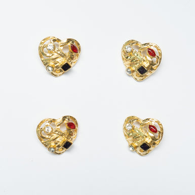 Diamanté Hollow Gold Heart Shaped Button