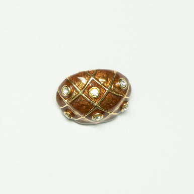 Brown Oval Enamel Diamanté Button