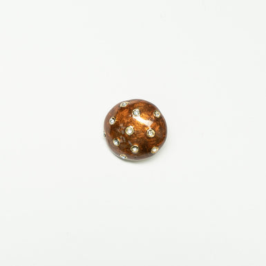 Rich Brown Round Enamel Diamanté Button