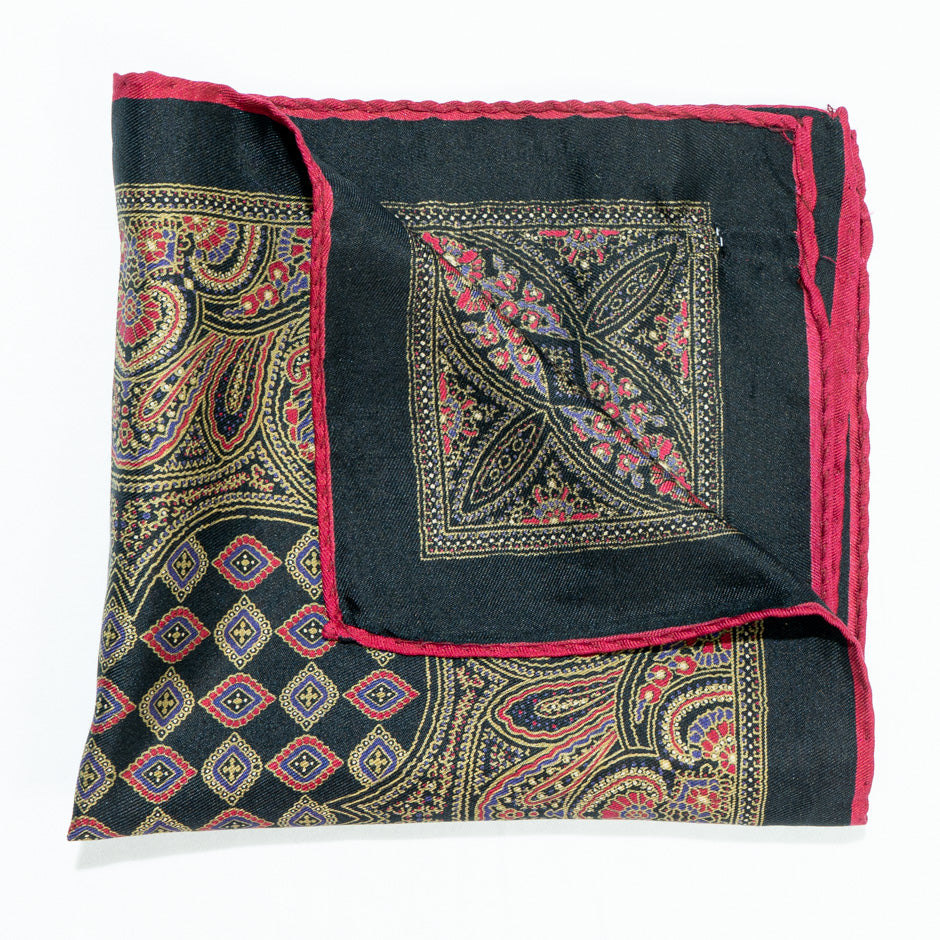 Lavender & Red Pure Silk Twill Pocket Handkerchief