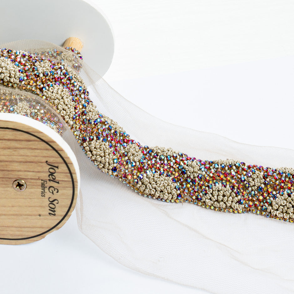 Multi-Coloured Beaded Gold Braided Trim