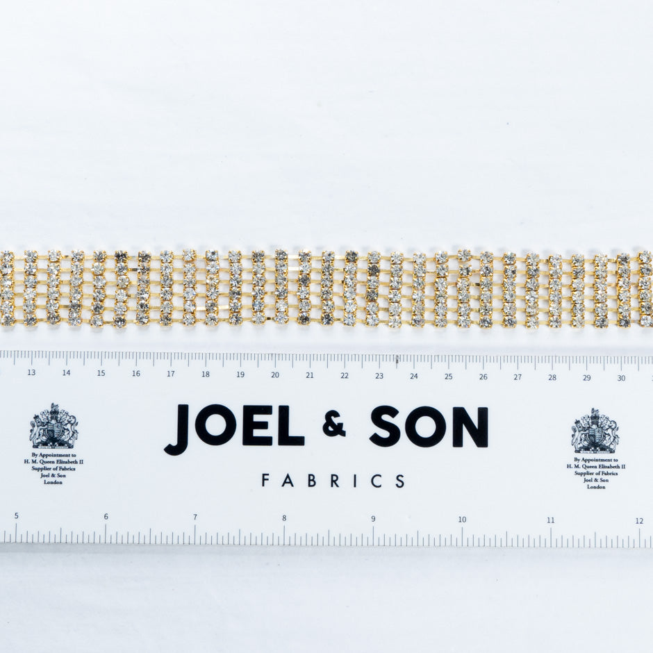 Clear Diamanté Gold Chain Trim