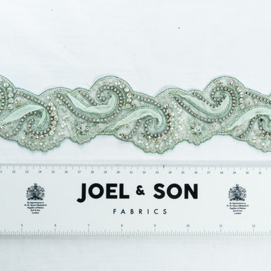 Soft Mint Green Diamanté & Beaded Trim