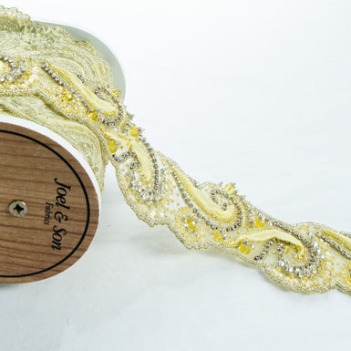 Yellow Diamanté & Beaded Trim