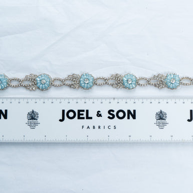 Baby Blue Beaded & Silver Diamanté Trim