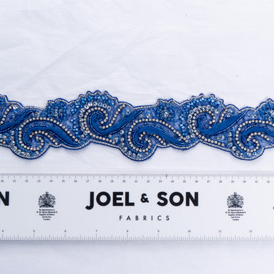 Deep Royal Blue Diamanté & Beaded Trim