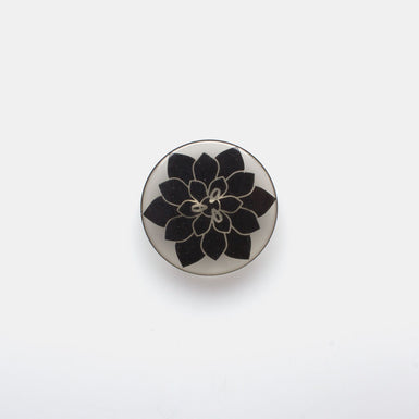 Black Floral Clear Set Button - Small