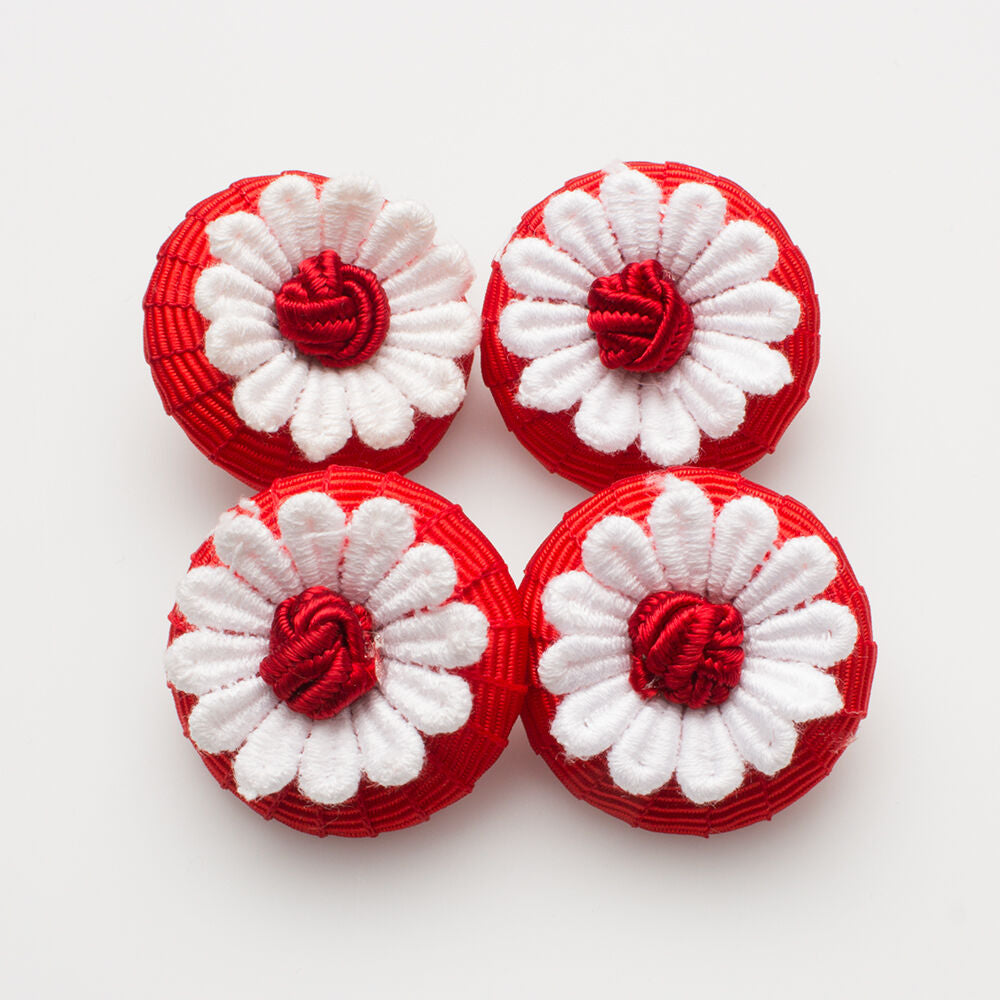 Red Daisy Button - Medium