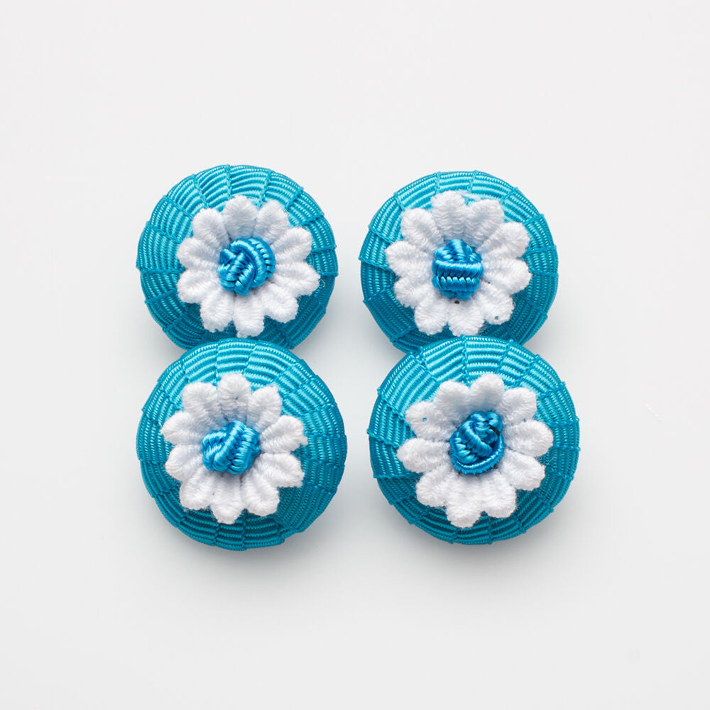 Turquoise Blue Daisy Button - Small