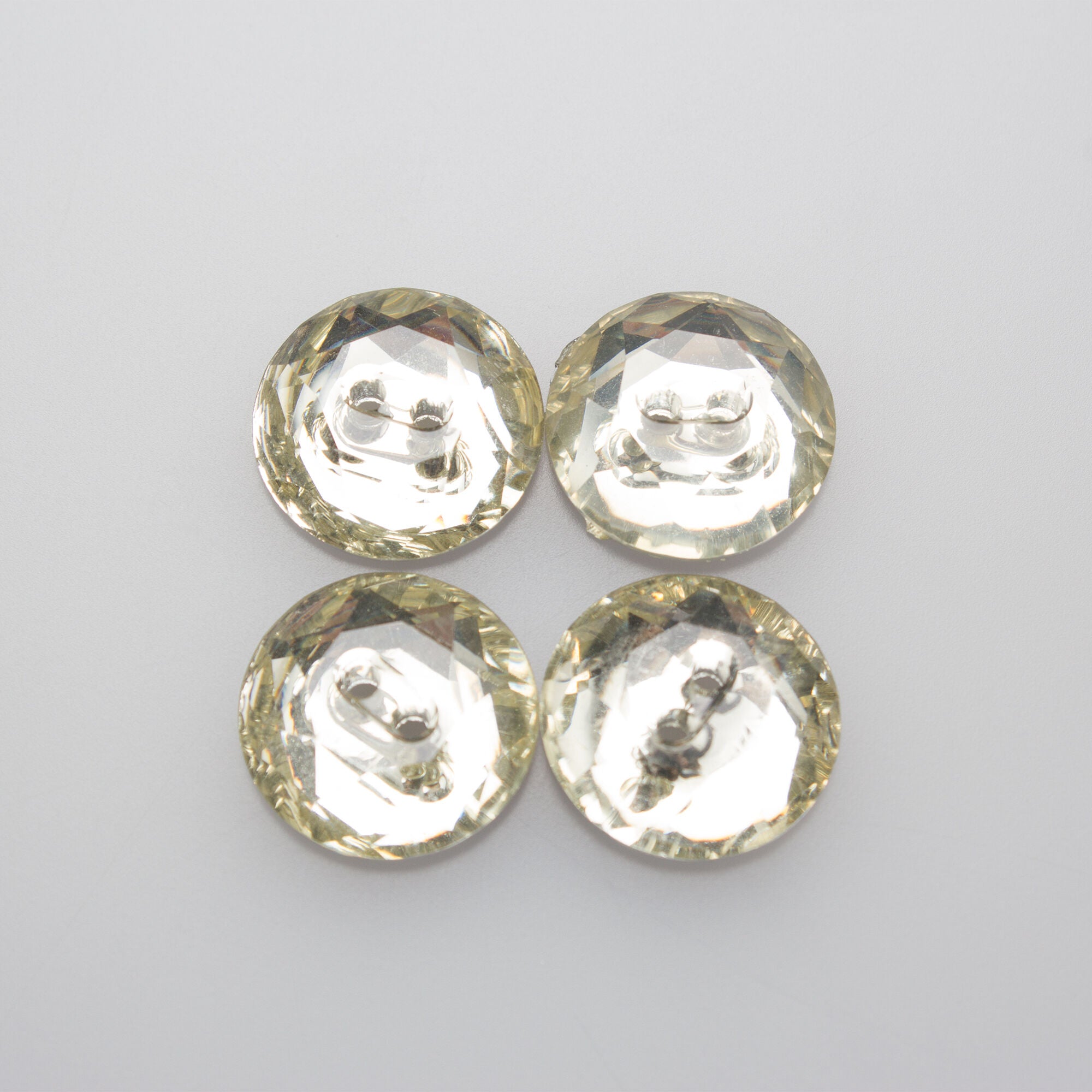 Yellow Tinted Crystal Faceted Button