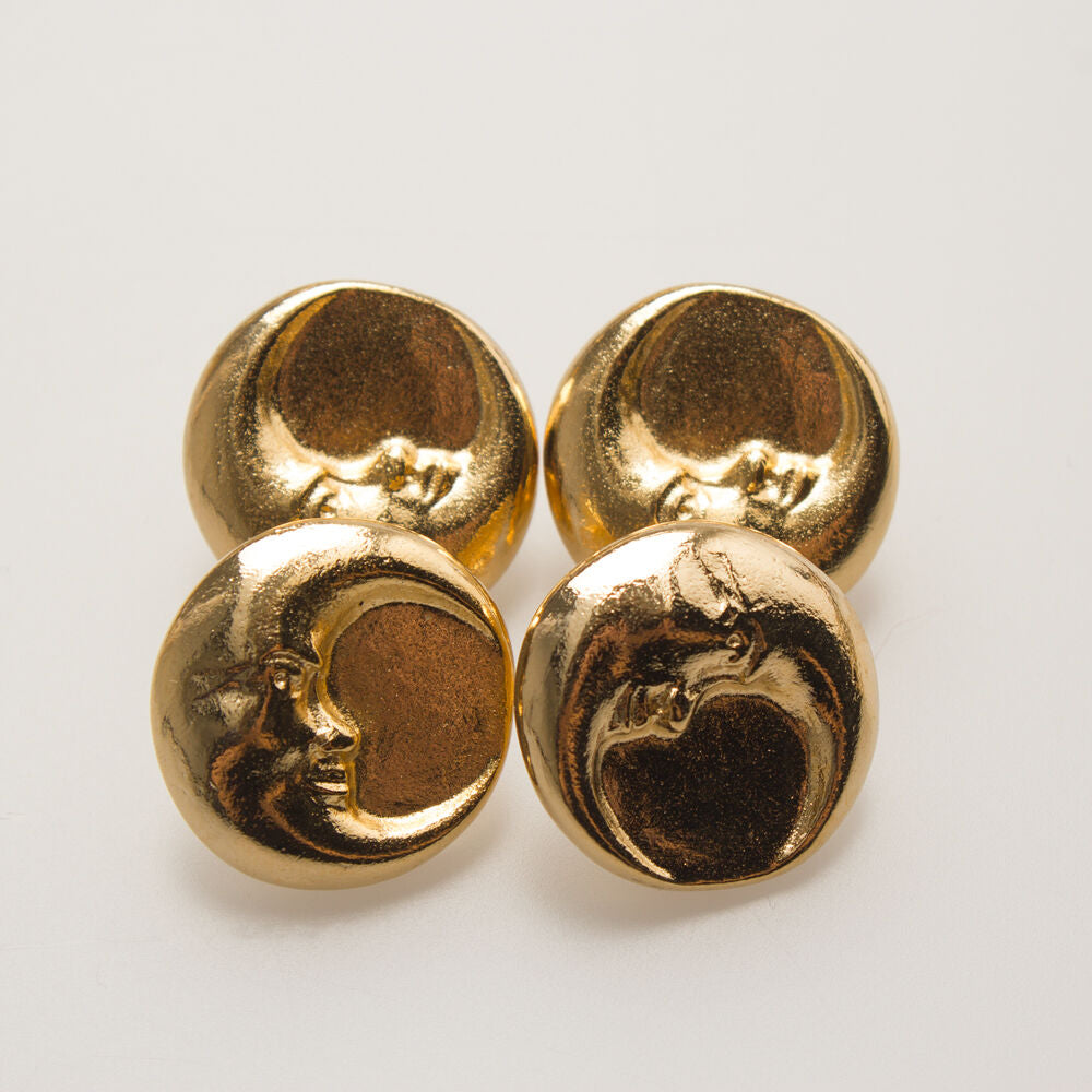 Gold Metal 'Moon Faced' Button