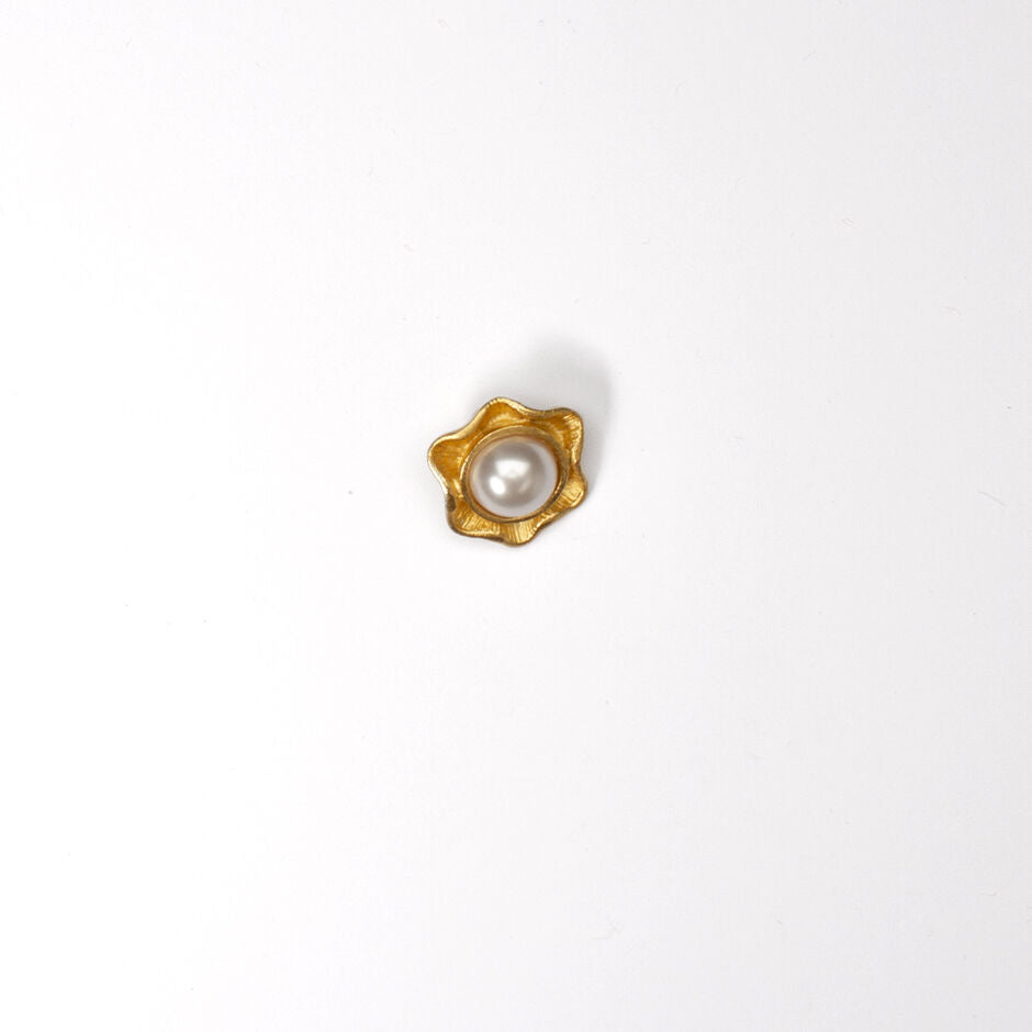 Gold Pearl Abstract Floral Button